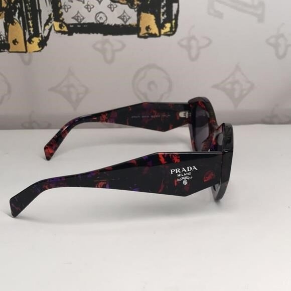 New Authentic Prada PR07YSF Women’s Sunglasses – Abstract Orange Frame / Violet - Picture 4 of 11